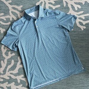 Southern Tide Blue Patterned Short-Sleeve Polo
